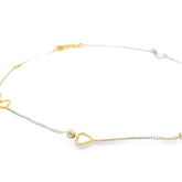 14k Two Tone Heart Anklet Bracelet 2.3 gram